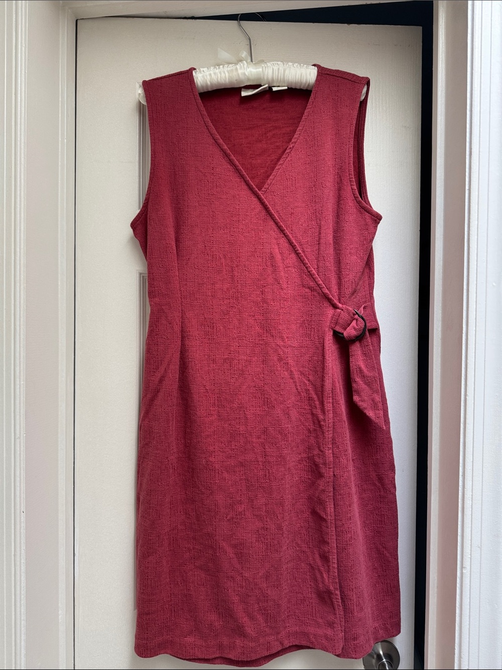 Cynthia Rowley Sleeveless Wrap Midi Dress in Deep Rose